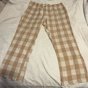 Gender Neutral Tan and White Checkered Pants